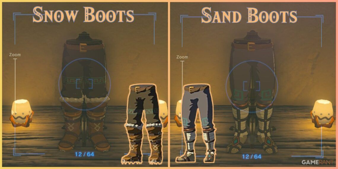 loz tears of the kingdom sand boots snow boots feature