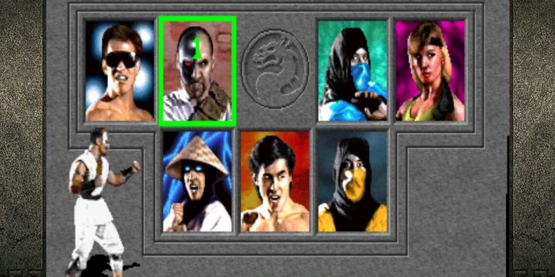 The original Mortal Kombat character select screen showing the player has highlighted Kano.