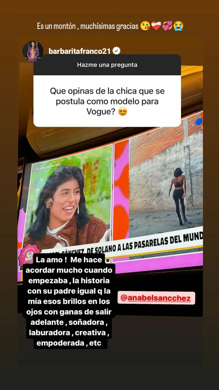 La respuesta de Anabel al emotivo mensaje de Barby Franco (Foto: instagram / anabelsancchez)