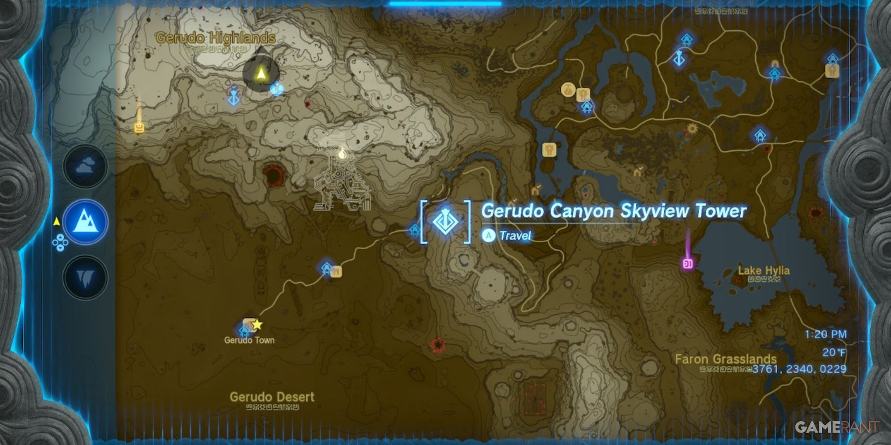 gerudo canyon skyview tower la leyenda de zelda lágrimas del reino