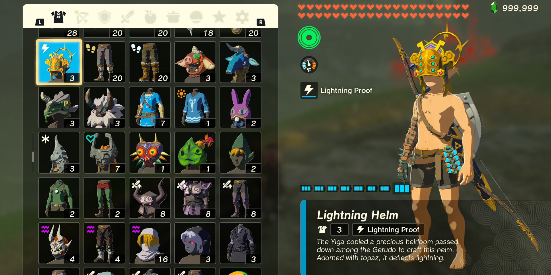 La pieza de armadura Lightning Helm en The Legend of Zelda: Tears of the Kingdom