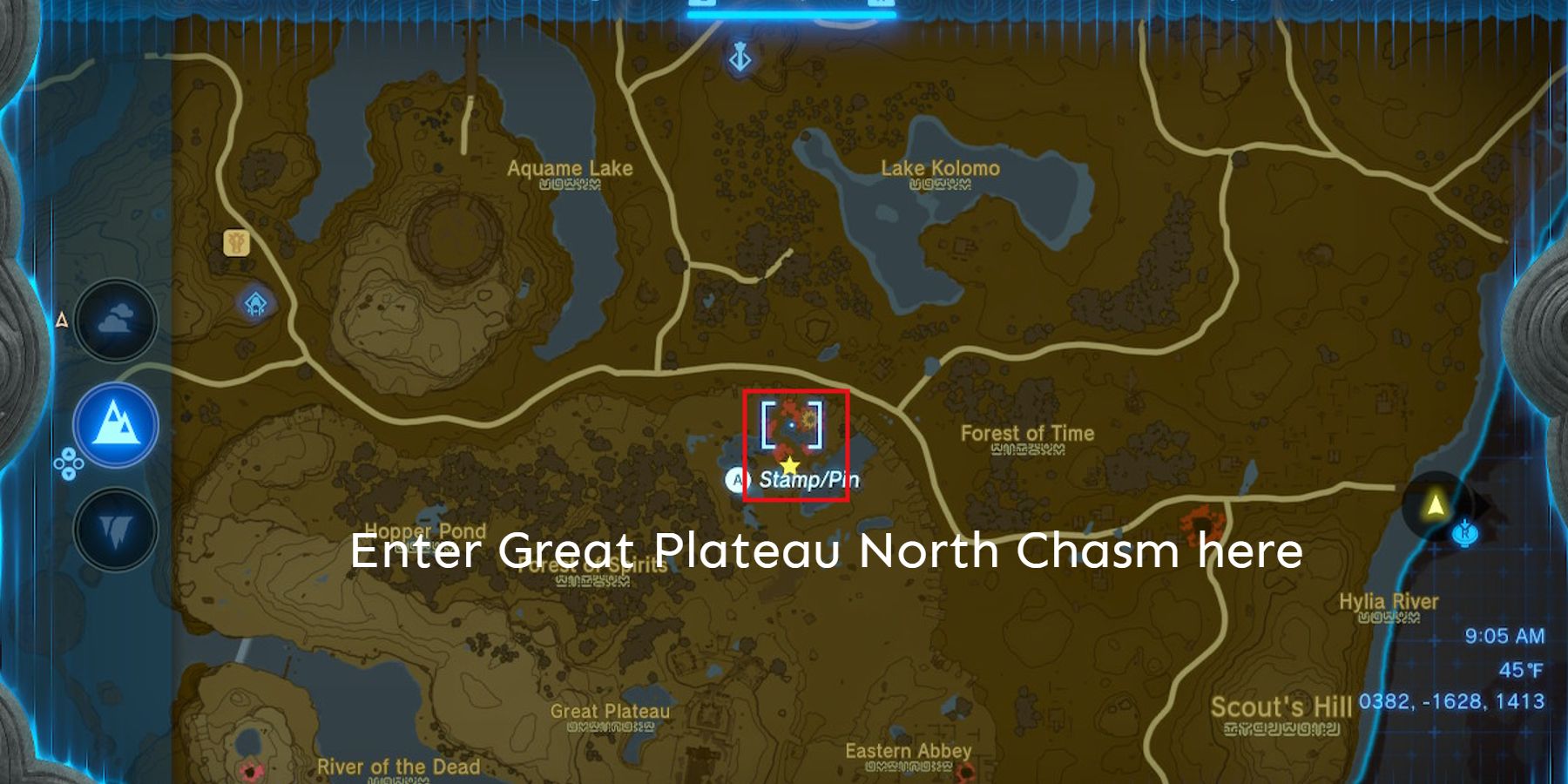 TotK-Great-Plateau-North-Chasm-Mapa